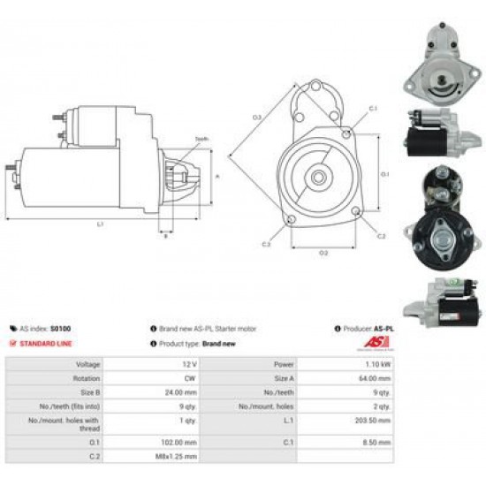  ΜΙΖΑ 12V 1.3Kw 9Δ OPEL CORSA C, ASTRA H, COMBO DIESEL ΜΕ ΒΙΔΑΚΙ